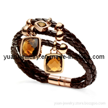 Leather and Stainless Steel Bracelet (LSSB008)